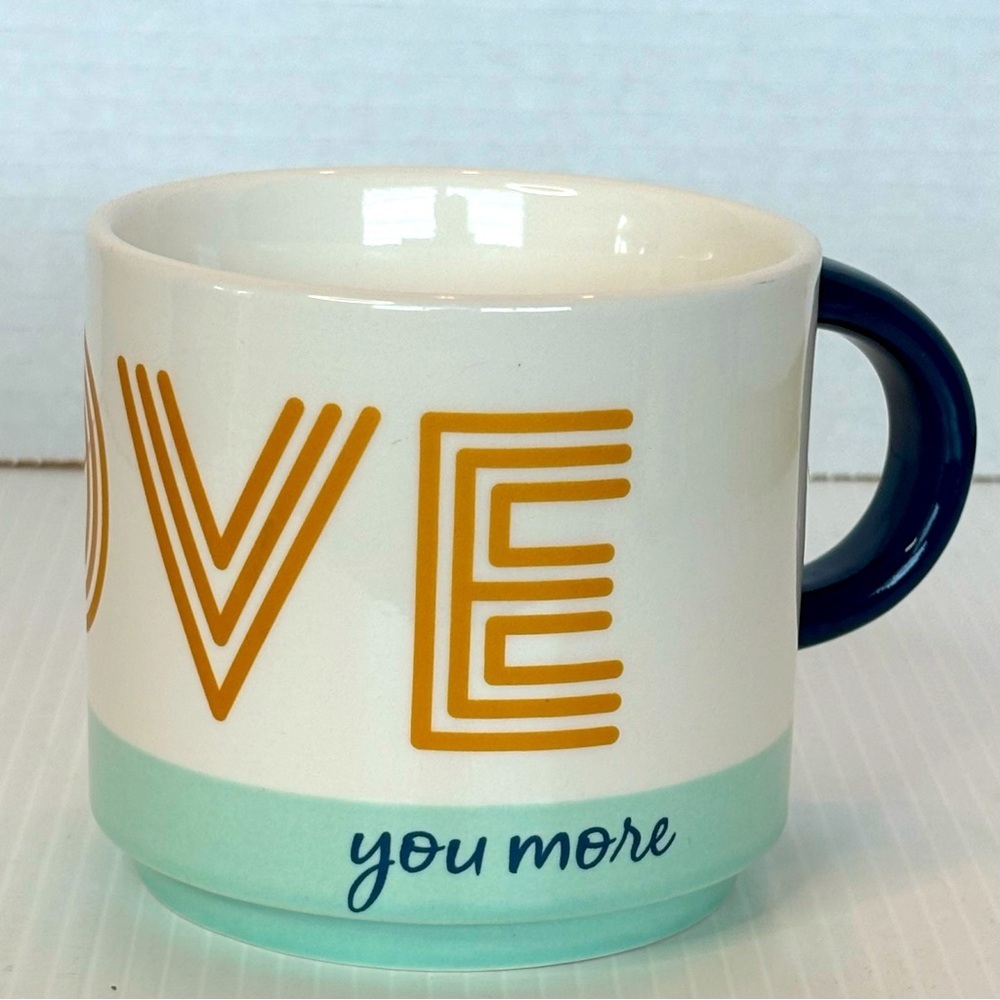 Hallmark “LOVE you more” Coffee Mug Cup 14 oz White, Gold, Teal, Black Handle